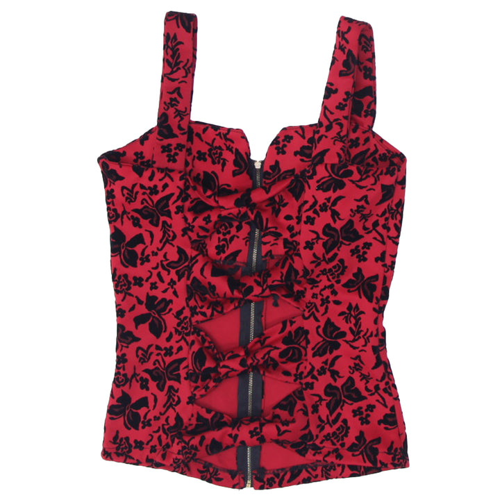 Y2K Ladies Padded Front Zip Strappy Top