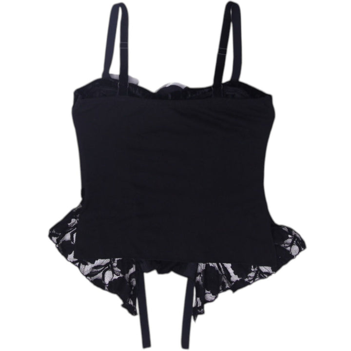 Y2K Ladies Corset Top Black Lace Strappy Glam