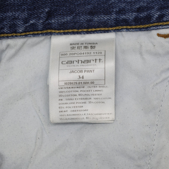 Mens Carhartt WIP Jacob Pant W34 Washed Straight Denim Jeans Size 34