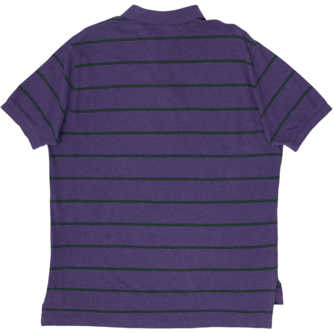 Vintage Mens Polo Ralph Lauren Striped Purple Polo T-Shirt Cotton Size XL