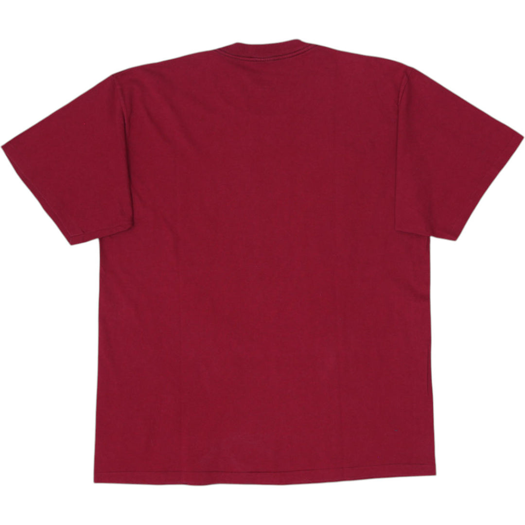 Vintage Mens Logo 7 NFL Maroon Super Bowl Graphic T-Shirt S.Stitch Size XL