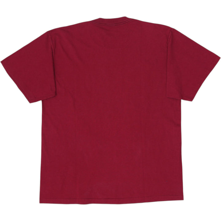 Vintage Mens Logo 7 NFL Maroon Super Bowl Graphic T-Shirt S.Stitch Size XL