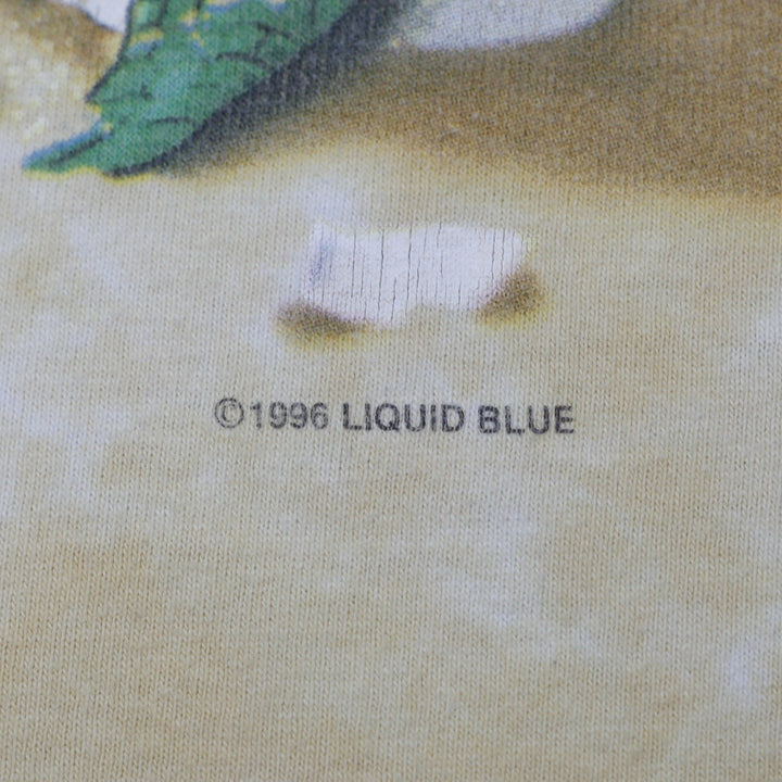 Vintage 90s Liquid Blue Sea Turtle Beach Tie Dye All Over Print Beach Scene T-Shirt Single Stitch