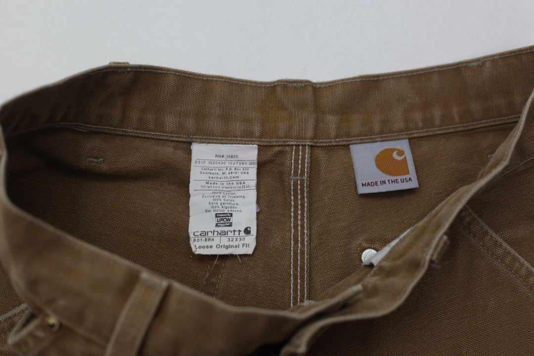 Mens B01 BRN Loose Original Fit Double Knee Carhartt Work Pants