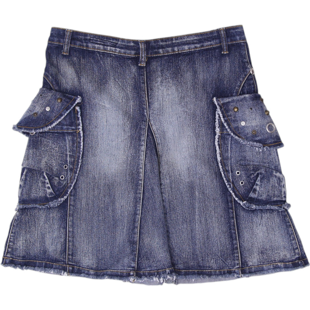 Y2K Ladies Foglia Doro Distressed Cargo Mini Skirt Size 48/30
