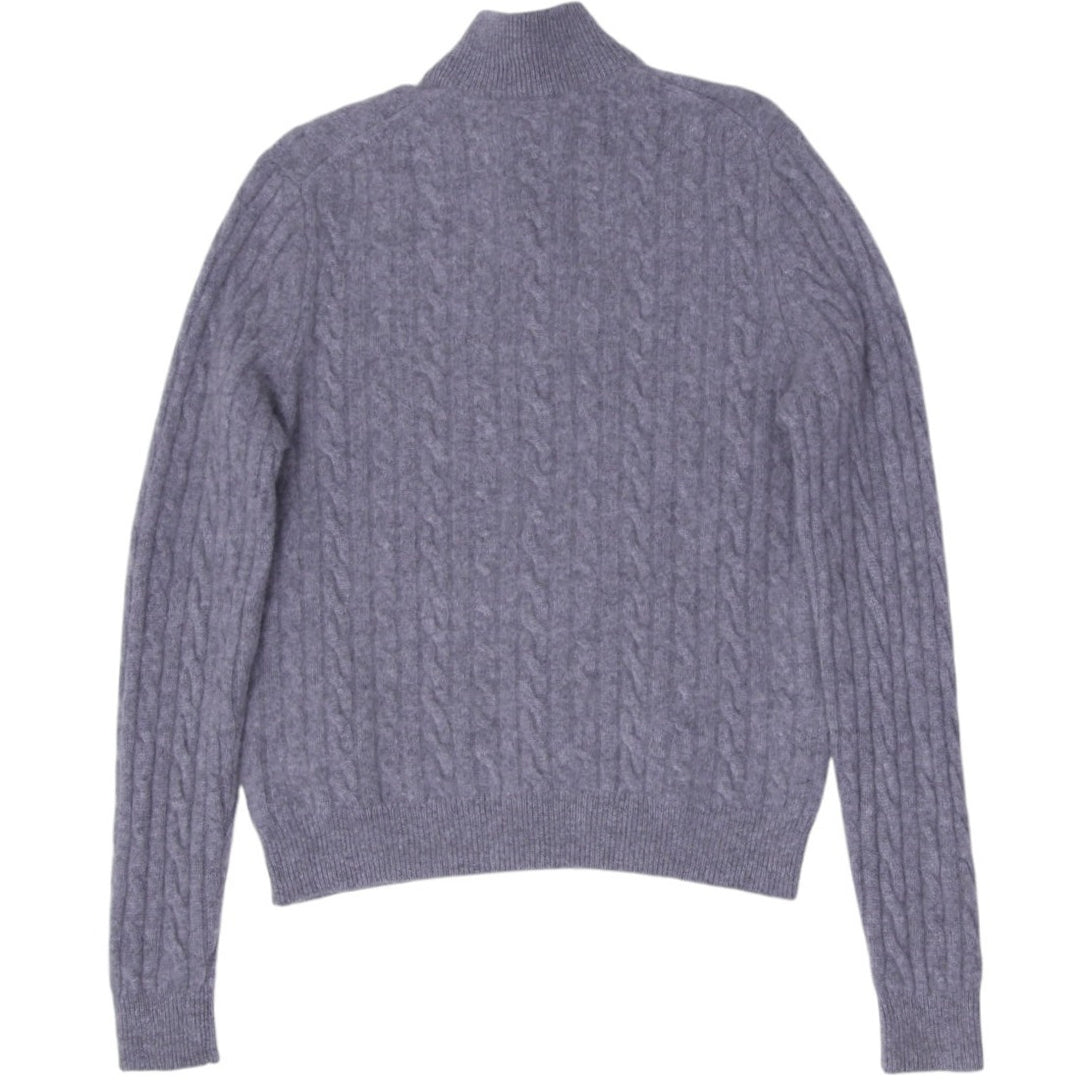 Mens Saks Fifth Avenue 100% Cashmere Quarter Zip Cable Knit Sweater