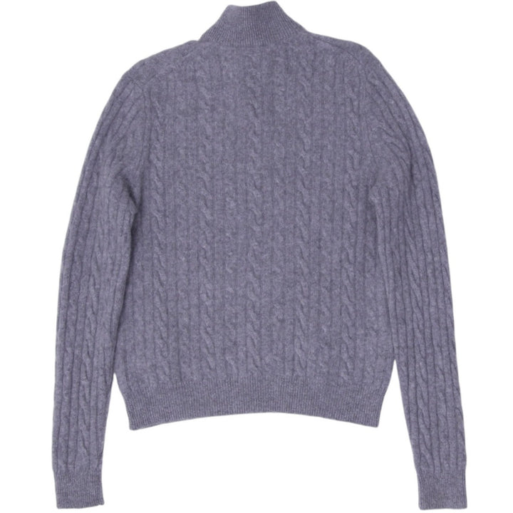 Mens Saks Fifth Avenue 100% Cashmere Quarter Zip Cable Knit Sweater