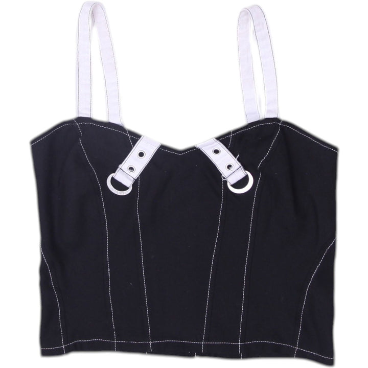 Y2K Ladies Strappy Zipper Front Detail Black Tank Top Size S | Migration_Y2K Tops | Fashion Rerun