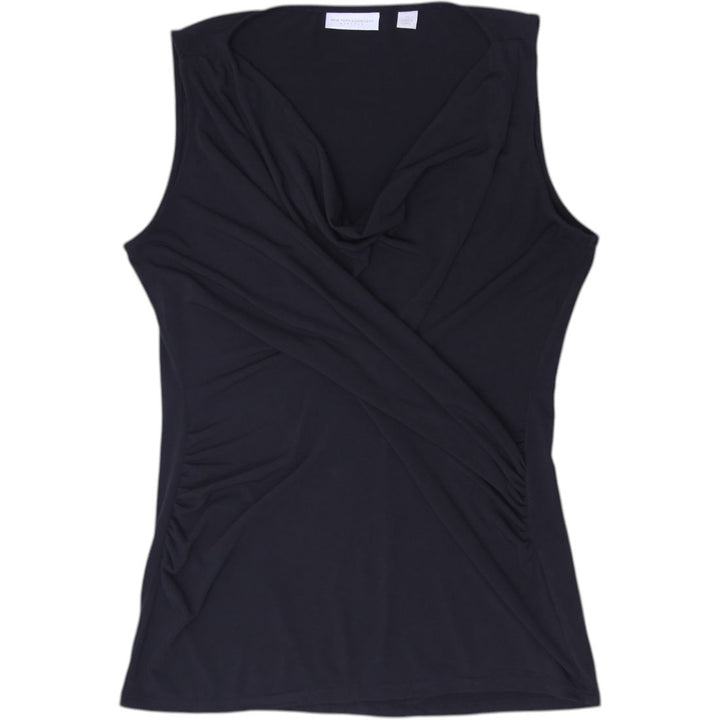 Y2K Ladies New York & Company Black Cowl Neck Sleeveless Wrap Top Size XS