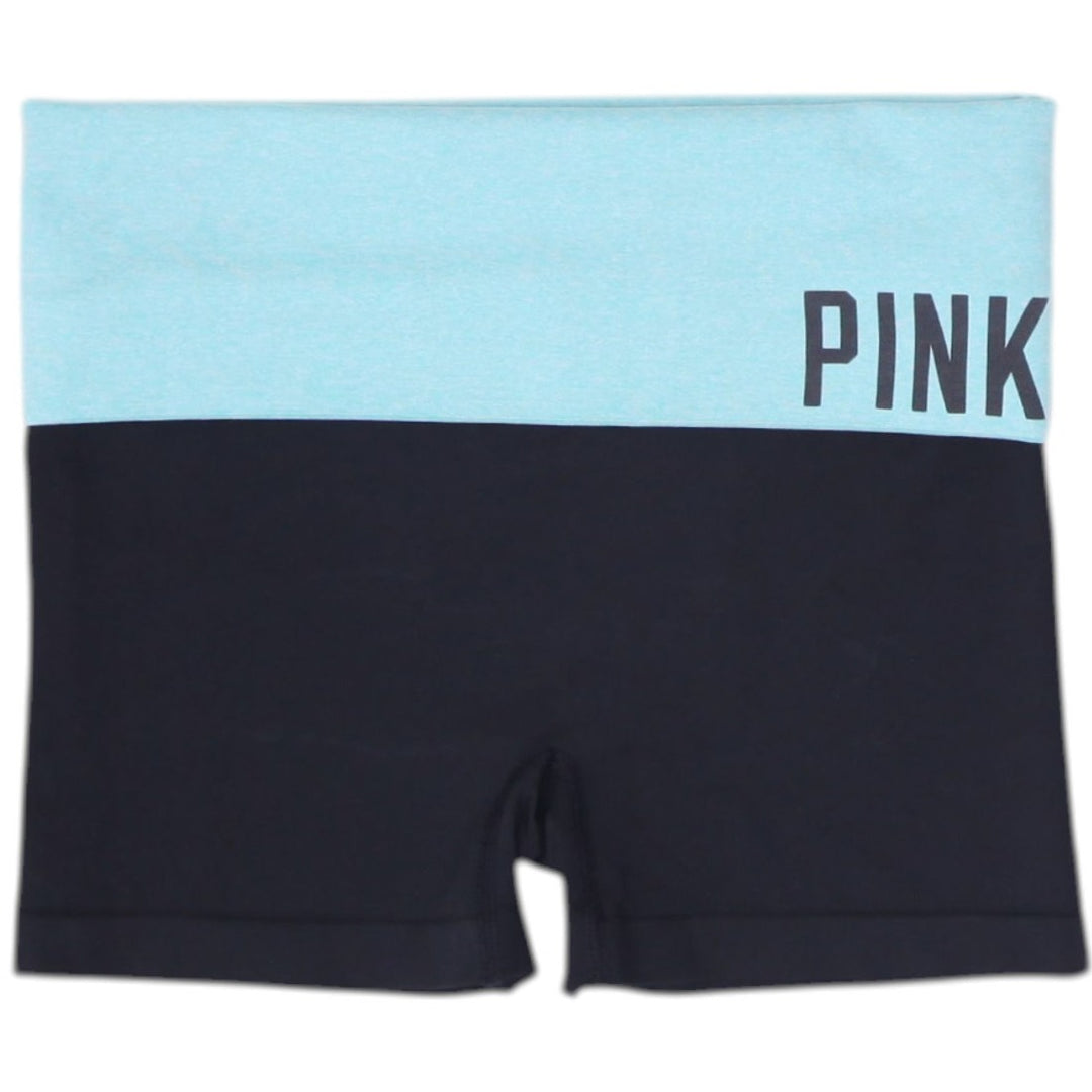 Ladies Victoria's Secret PINK Yoga Shorts Aqua Black Stretch Workout