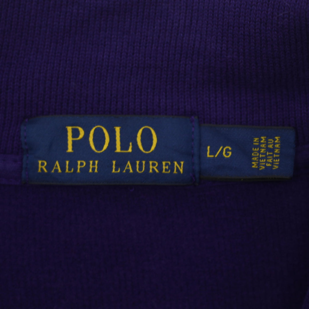 Mens Polo Ralph Lauren Sweater Purple 1/4 Zip Logo Size L