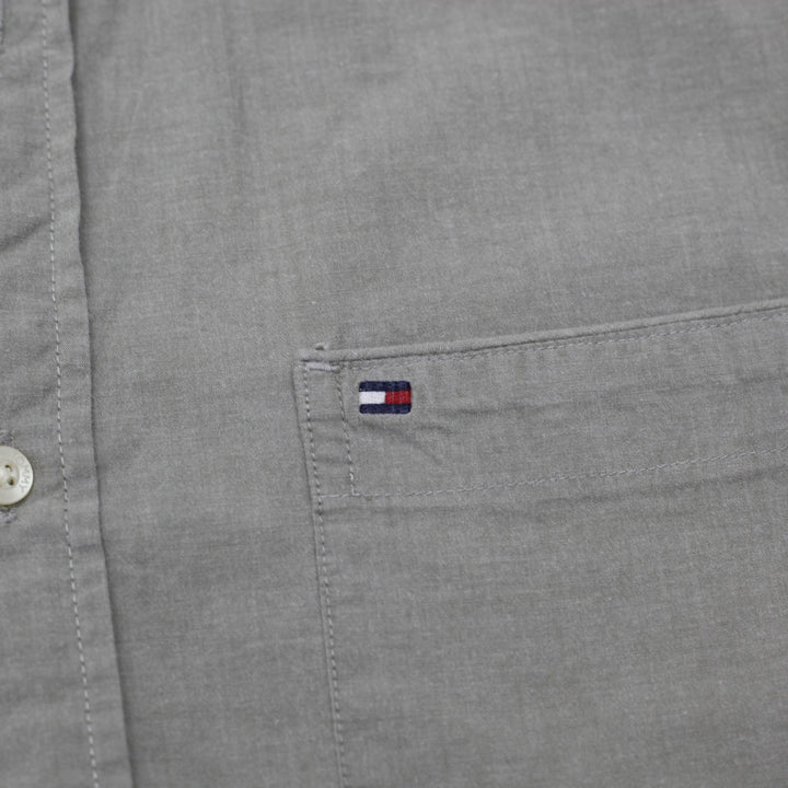 Mens Tommy Hilfiger Shirt Gray Short Sleeve Casual Size L
