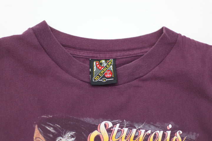 96 Vintage Sturgis Black Hills Rally T-Shirt S.Stitch Made In USA 3D Emblem L