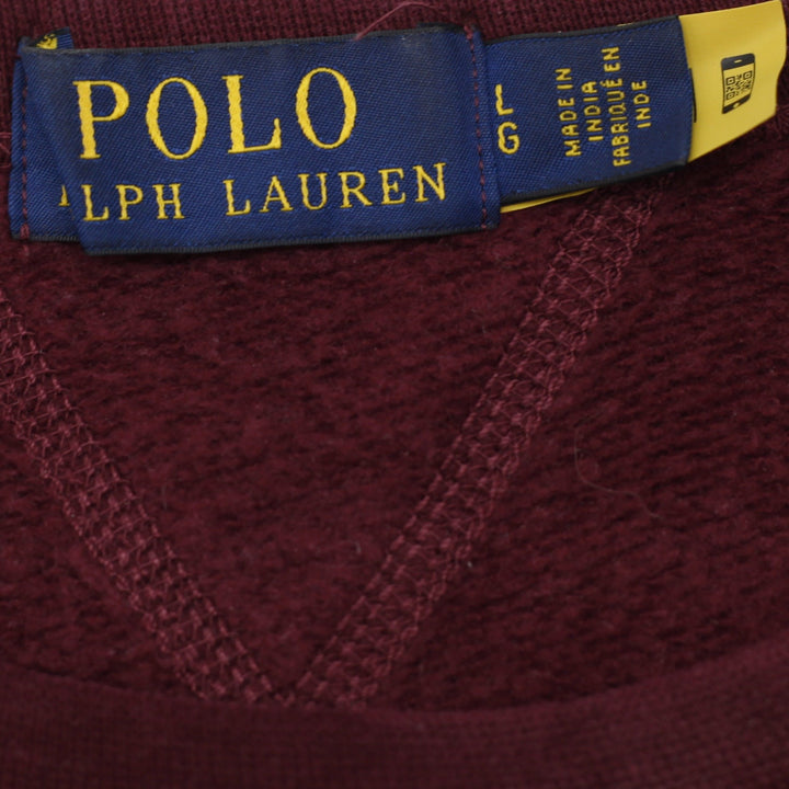 Mens Polo Ralph Lauren Crewneck Sweatshirt Burgundy Maroon Fleece Size L