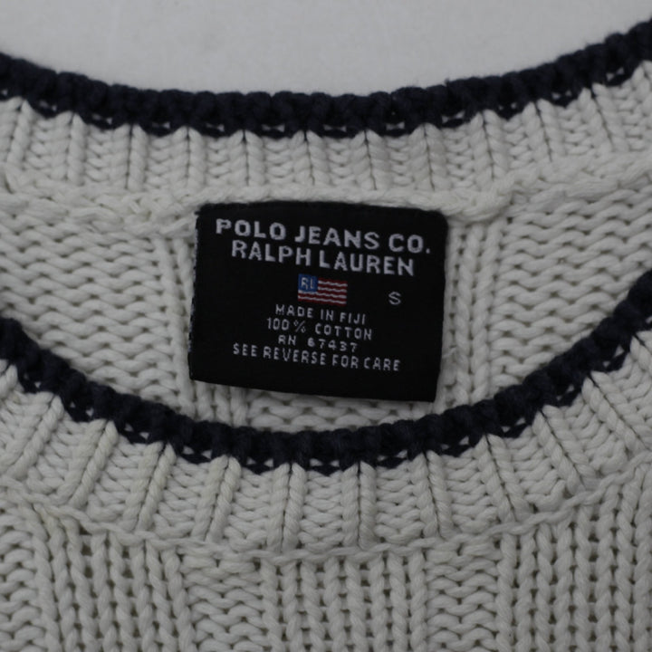 Vintage Ladies Polo Ralph Lauren American Flag Knit Sweater Small 100% Cotton