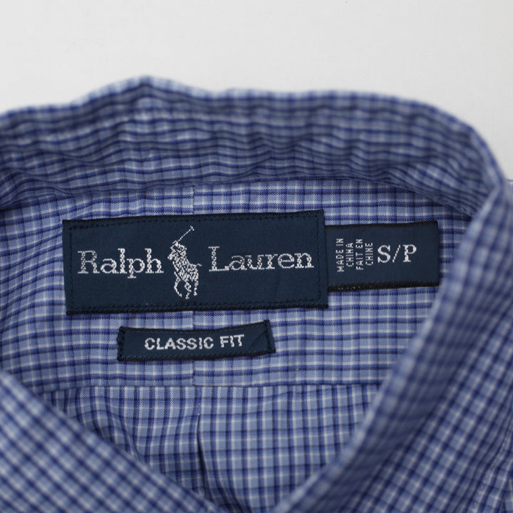 Mens Ralph Lauren Classic Fit Blue Check Long Sleeve Button-Down Shirt Size S