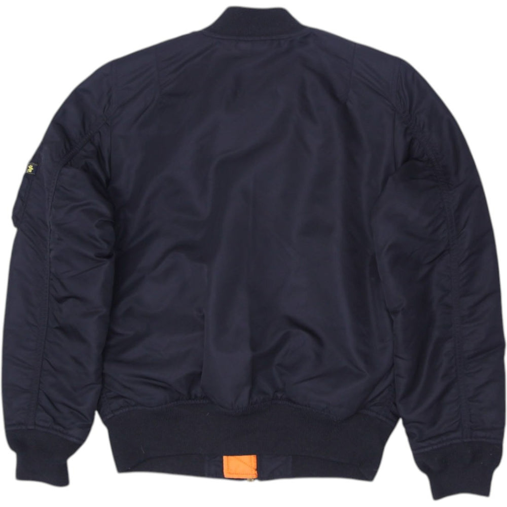 Vintage MA-1 Bomber Jacket Black Orange Reversible Nylon S | Migration_Jackets - Side View | Fashion Rerun