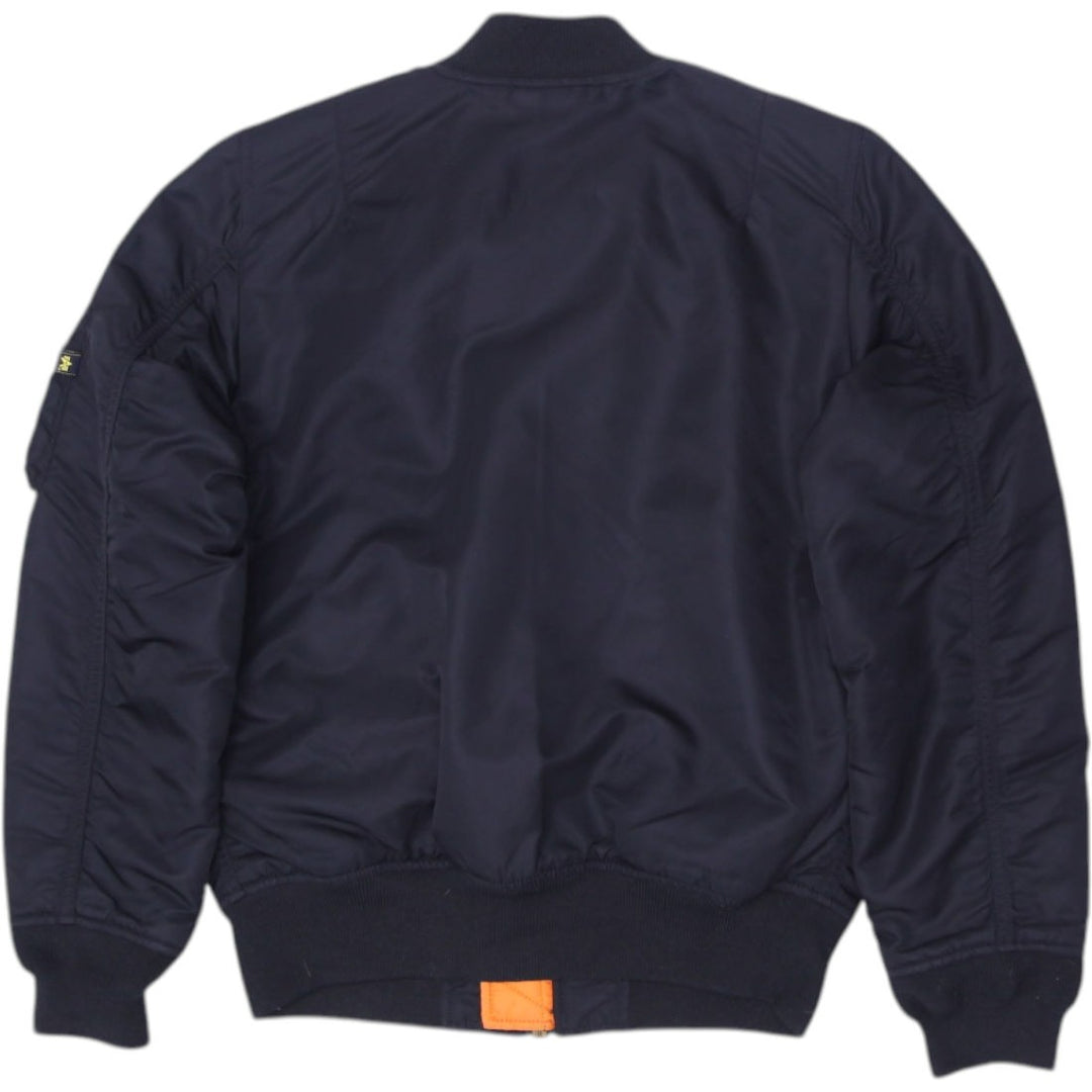 Vintage MA-1 Bomber Jacket Black Orange Reversible Nylon S | Migration_Jackets - Side View | Fashion Rerun