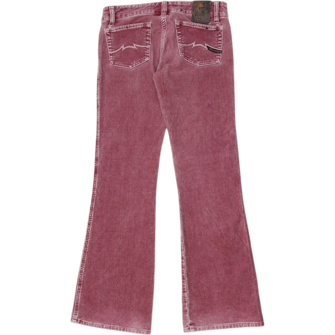 Y2K Ladies Parasuco Ergonomic Jeans Corduroy Maroon Flare | Migration_Jeans & Pants - Side View | Fashion Rerun