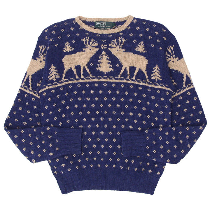 Vintage Polo by Ralph Lauren 100% Wool Hand Knit Holiday Pullover Sweater L - Fashion Rerun Vintage Migration_Sweaters