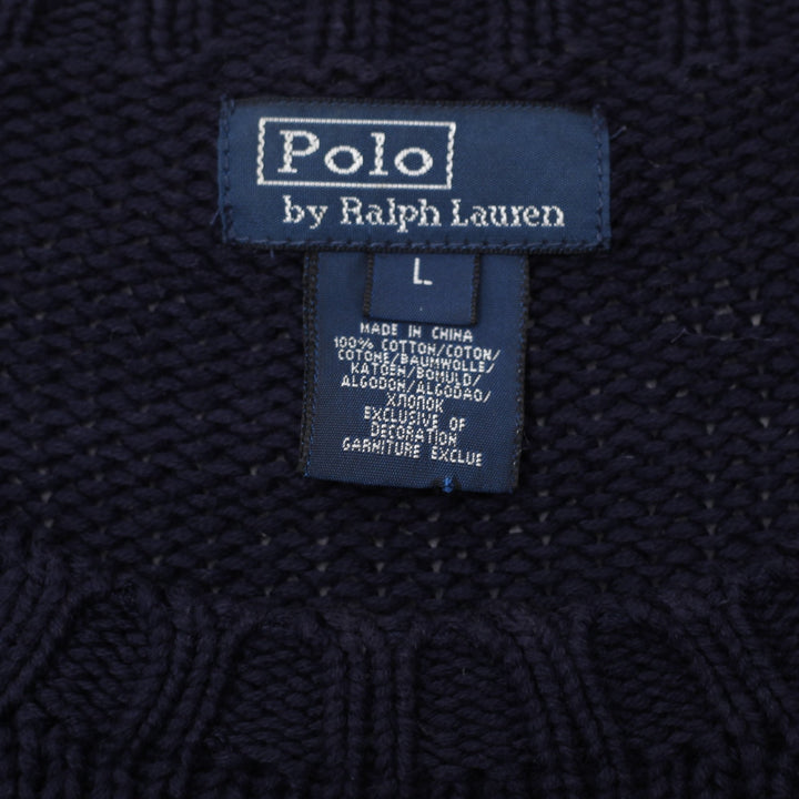 Vintage Polo Ralph Lauren Iconic American Flag Embroidered Star Navy Sweater L