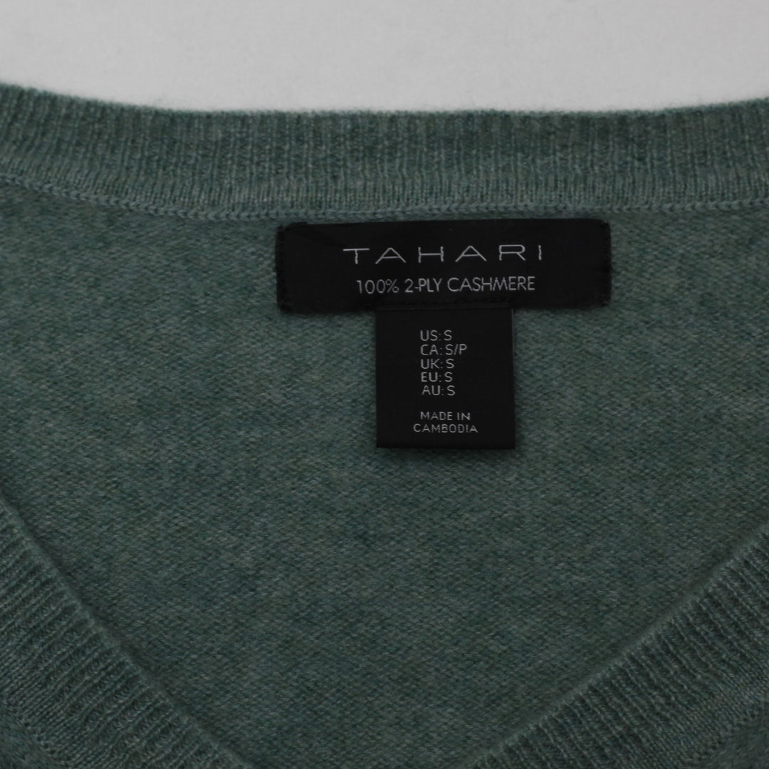 Ladies Tahari V-Neck 100% Cashmere Knitwear Sweater | Migration_Sweaters - Back View | Fashion Rerun