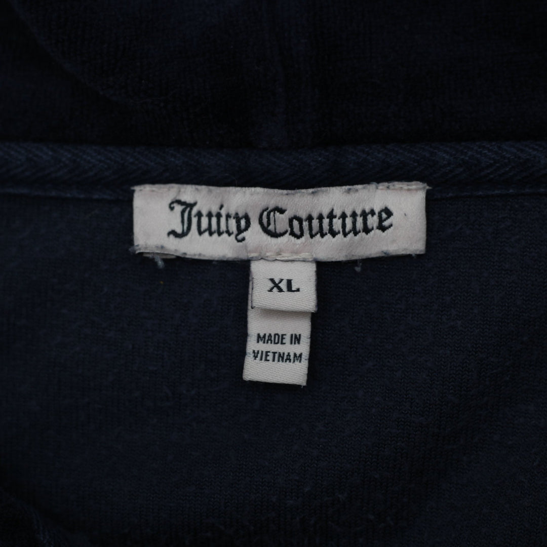 Y2K Ladies Juicy Couture Plush Velour Full Zip Tracksuit Hoodie Size XL