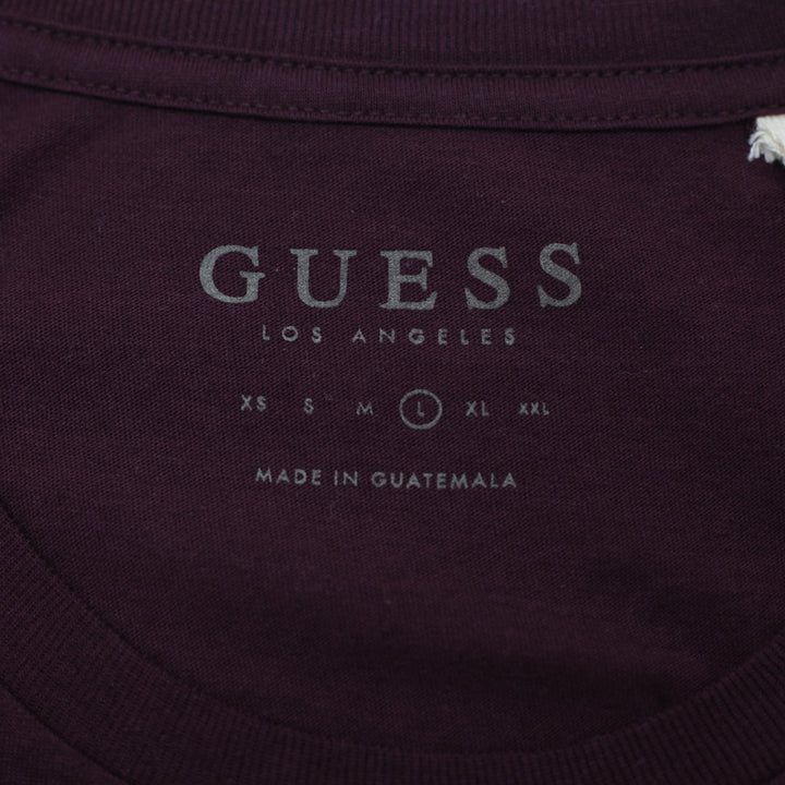 Mens Guess Los Angeles Men's Tonal Logo T-Shirt Burgundy Maroon