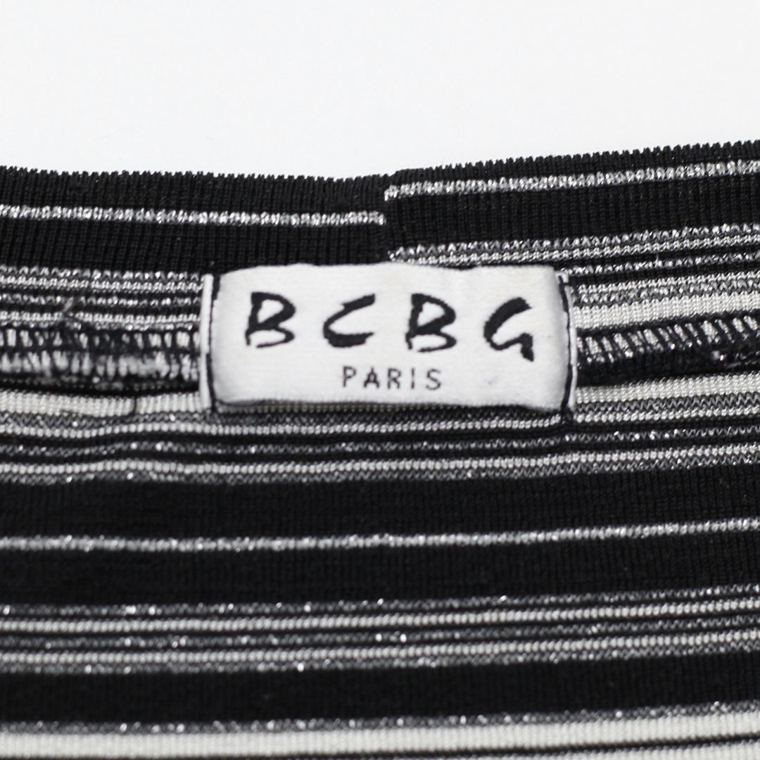 Y2K Ladies BCBG Paris Ribbed Multi-Striped Scoop Neck Top