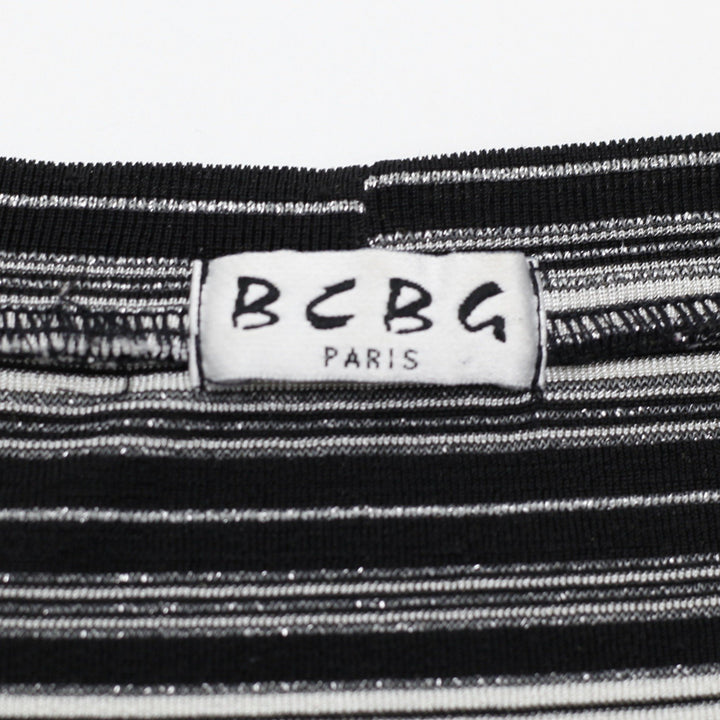 Y2K Ladies BCBG Paris Ribbed Multi-Striped Scoop Neck Top