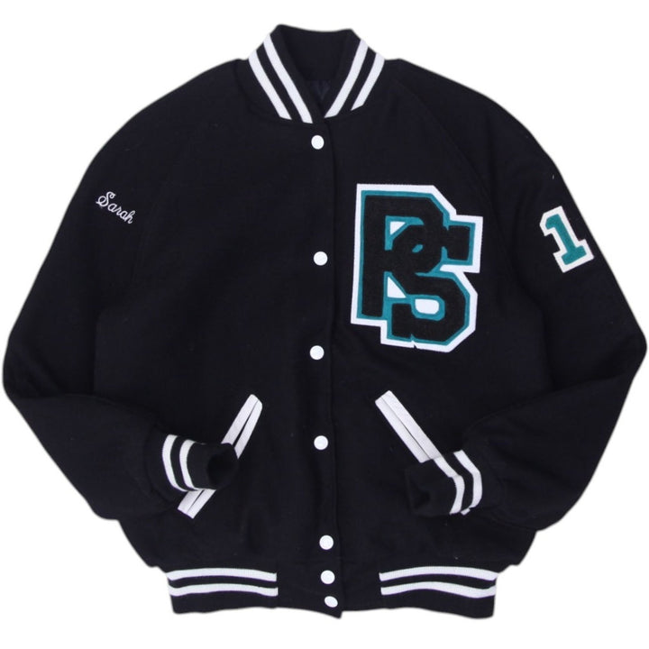 Vintage Womens Holloway Varsity Jacket Black Embroidered Plymouth South