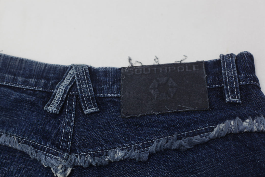 Y2K Mens Southpole Embroidered Hip Hop Headphones Denim Baggy Jeans