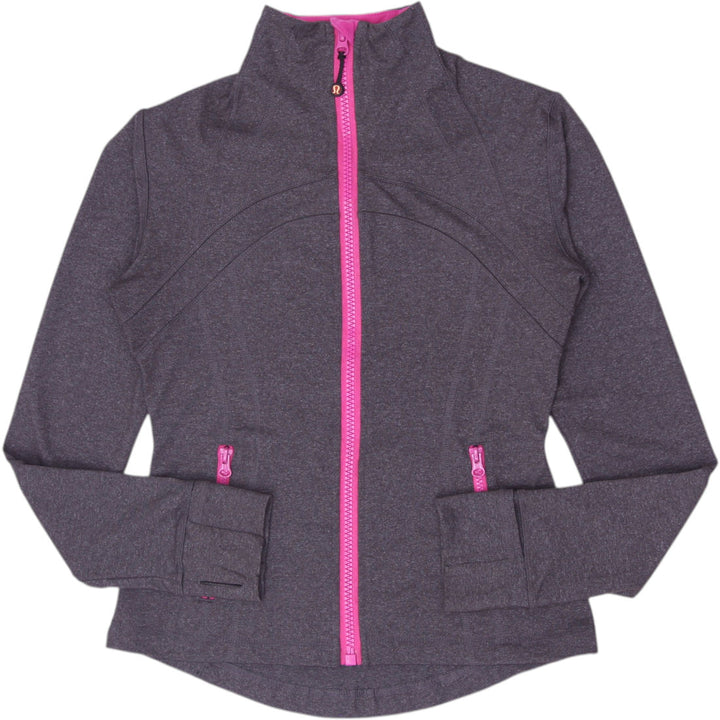 Ladies Lululemon Define Jacket Heathered Charcoal Gray Hot Pink Trim Zip Up 6