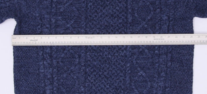 Mens Polo Ralph Lauren Sweater Navy Cable Knit 100% Cotton XL