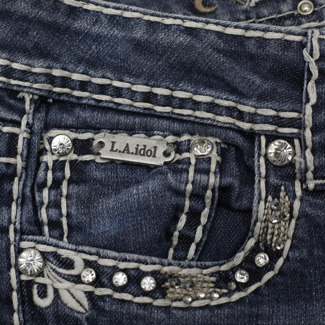 Y2K Ladies Embroidered Rhinestone Bootcut Jeans Size 5 | Migration_Jeans & Pants - Detail View | Fashion Rerun