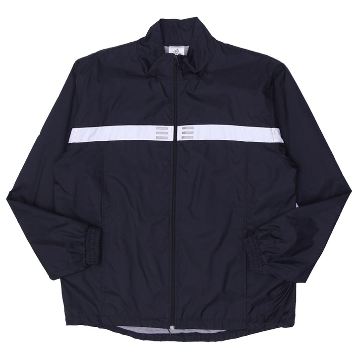 Vintage Adidas Jacket Black Stripe Spell Out Full Zip Windbreaker