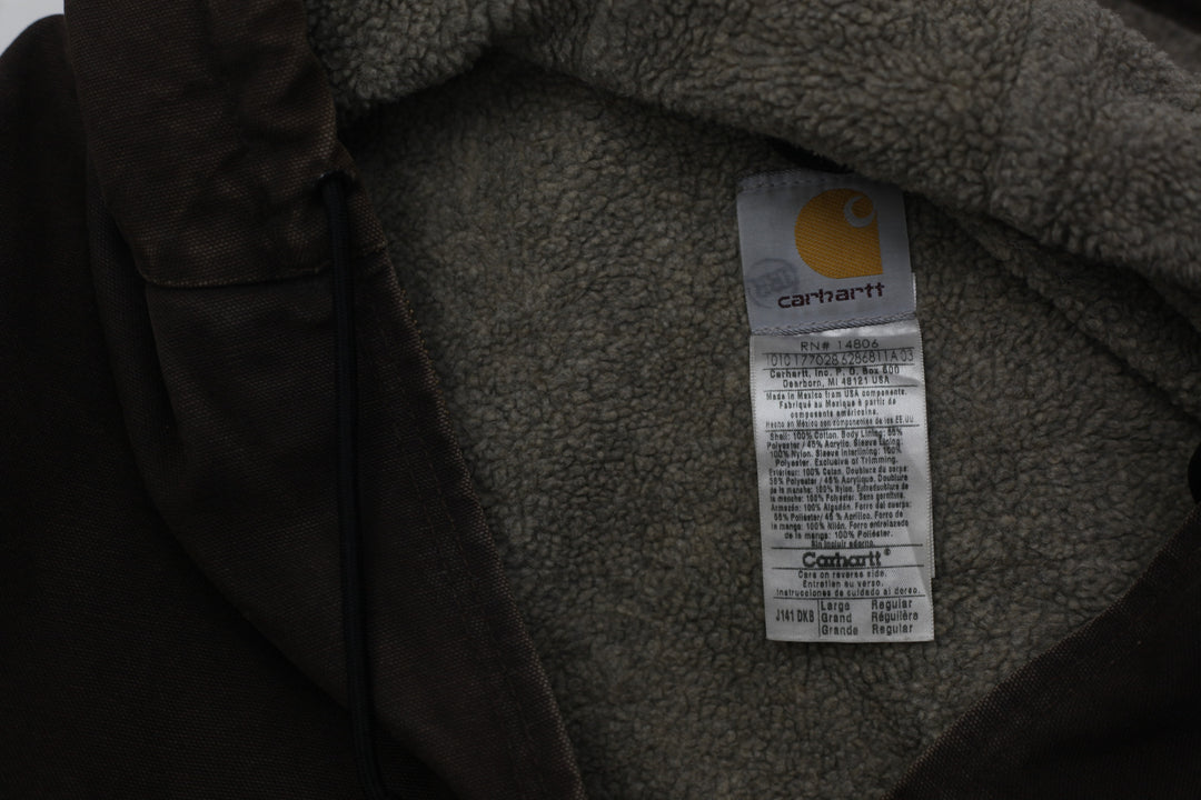 Mens Carhartt J141 DKB Sherpa Fleece Lined Workwear Hooded Jacket