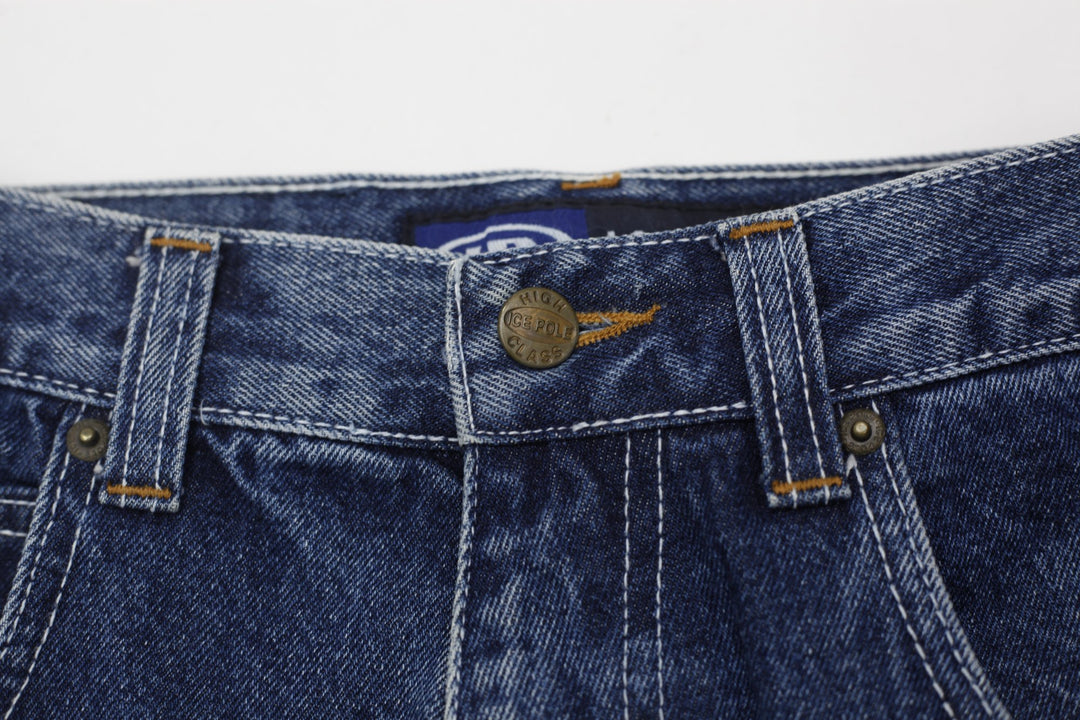 Y2K Mens Ice Pole Contrast Panel Baggy Wide Leg Jeans W29 L30