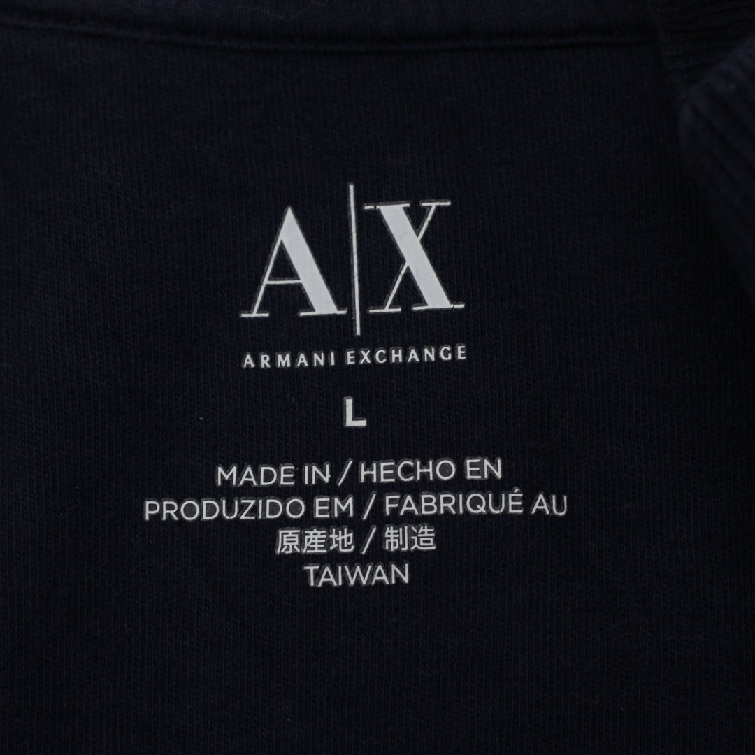 Armani Exchange Men's Navy Blue Quarter Zip Sweatshirt Embossed AX Logo Size L