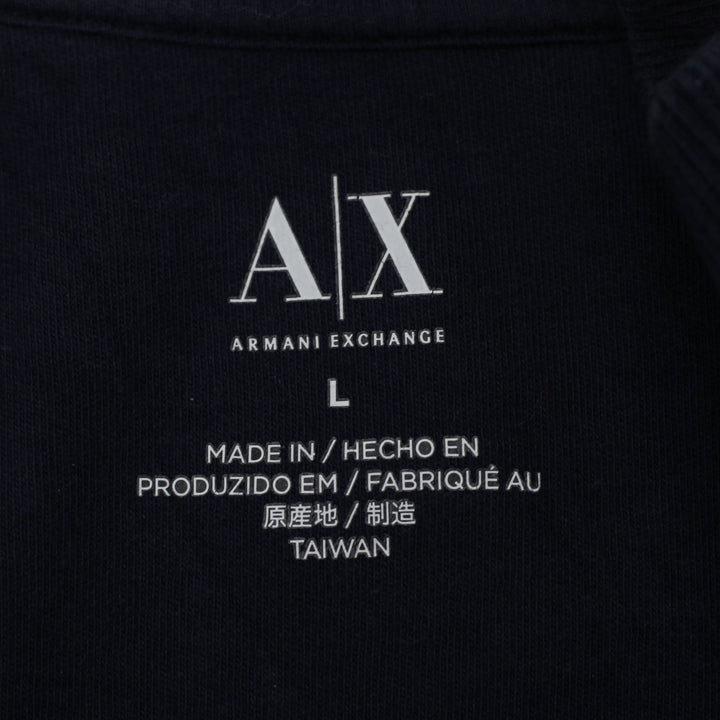 Armani Exchange Men's Navy Blue Quarter Zip Sweatshirt Embossed AX Logo Size L