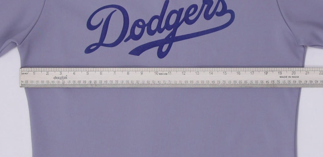 Vintage Mens Dodgers Baseball Jersey Grey V-Neck Sportswear | Migration_Jerseys - Detail View | Fashion Rerun