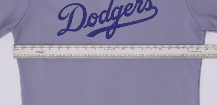 Vintage Mens Dodgers Baseball Jersey Grey V-Neck Sportswear | Migration_Jerseys - Detail View | Fashion Rerun