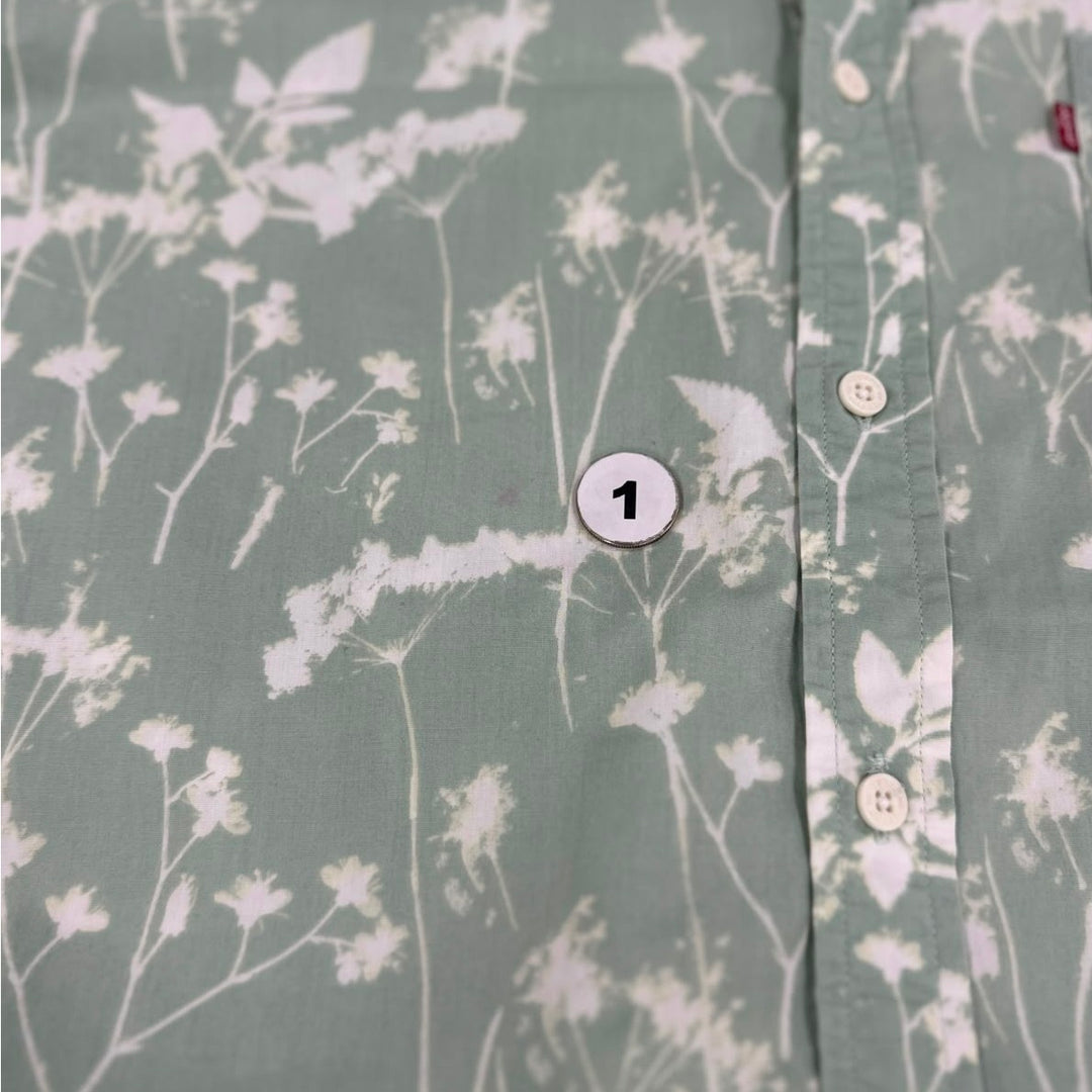 Mens Levi's Mint Green Floral Short Sleeve Button-Up Shirt Size XL