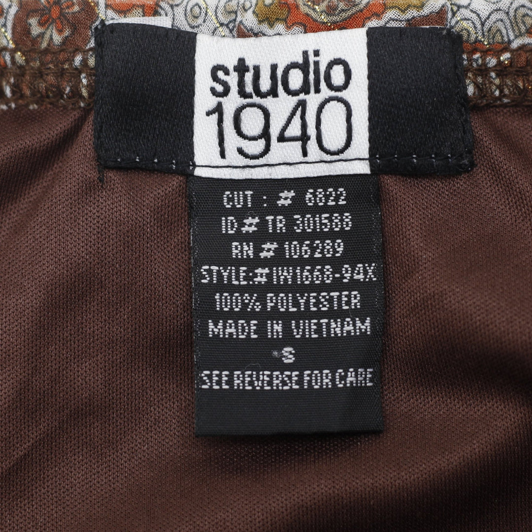 Y2K Ladies Studio 1940 Paisley Bandana Hem Halter Top Brown Earth Tones Size S