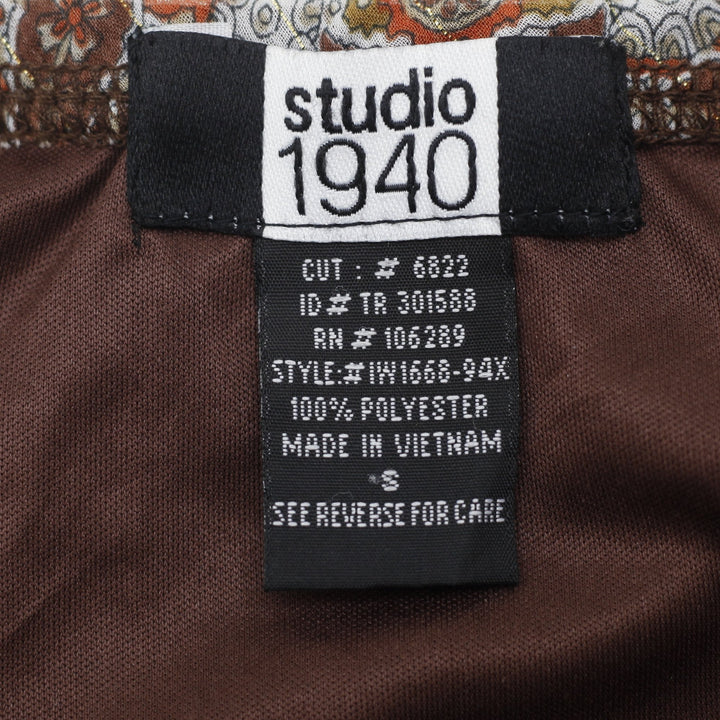 Y2K Ladies Studio 1940 Paisley Bandana Hem Halter Top Brown Earth Tones Size S