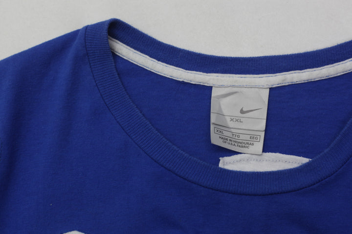 Rework Nike White Abstract Patches Blue Mens T-Shirt - PR279