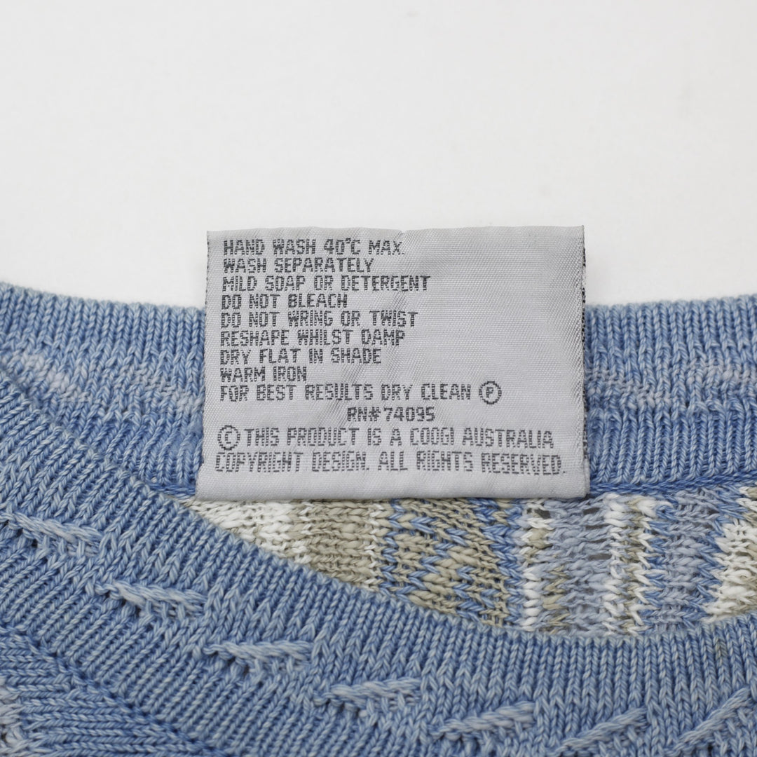 Vintage 90s COOGI Blues 100% Cotton 3D Textured Knit Crewneck Sweater Size L
