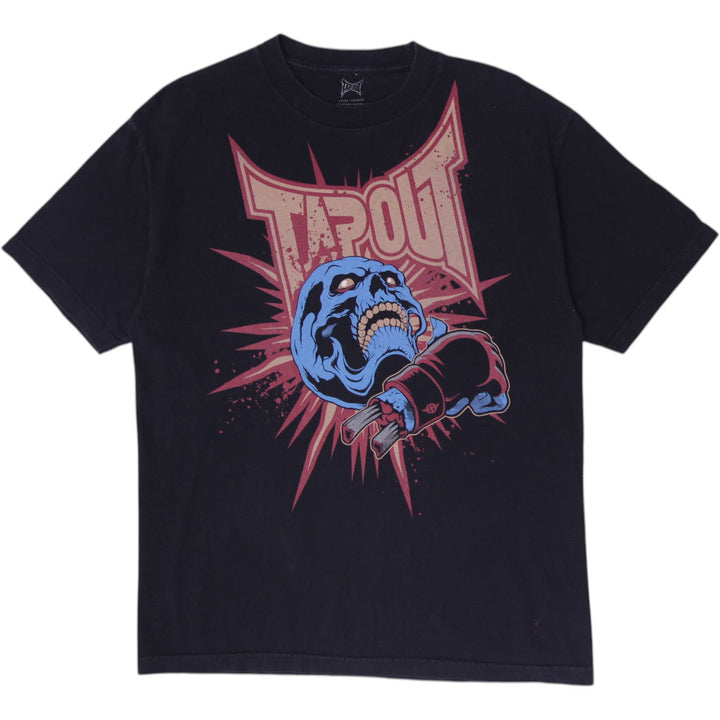 Y2K Mens Tapout T-Shirt Black Graphic Skull Design Size L