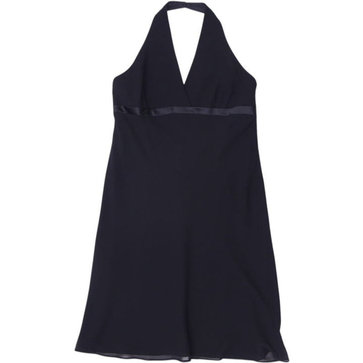 Y2K Ladies Halter Dress Black Trim Elegant