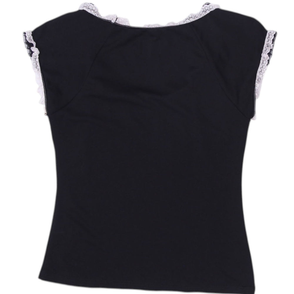 Y2K Ladies Lace Trim Top Size M | Migration_Y2K Tops - Side View | Fashion Rerun